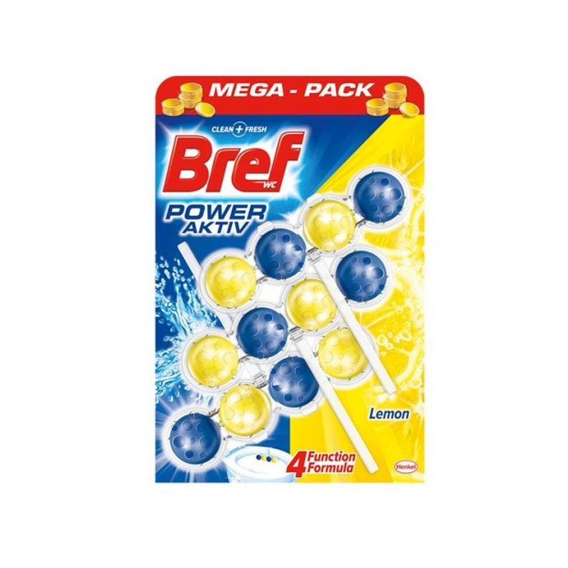 Bref Power Aktiv WC závesný blok tuhý 3 x 50 g Citrón