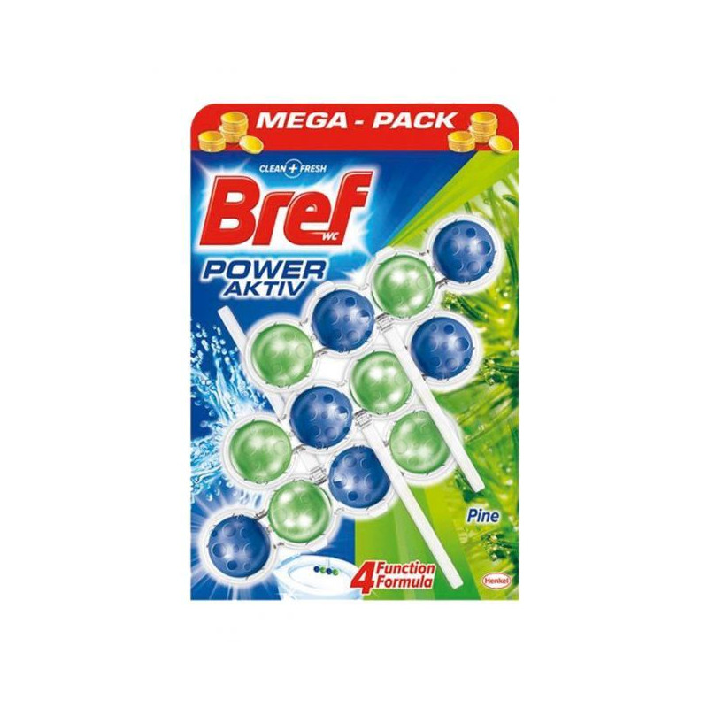 Bref Power Aktiv WC závesný blok tuhý 3 x 50 g Borovica