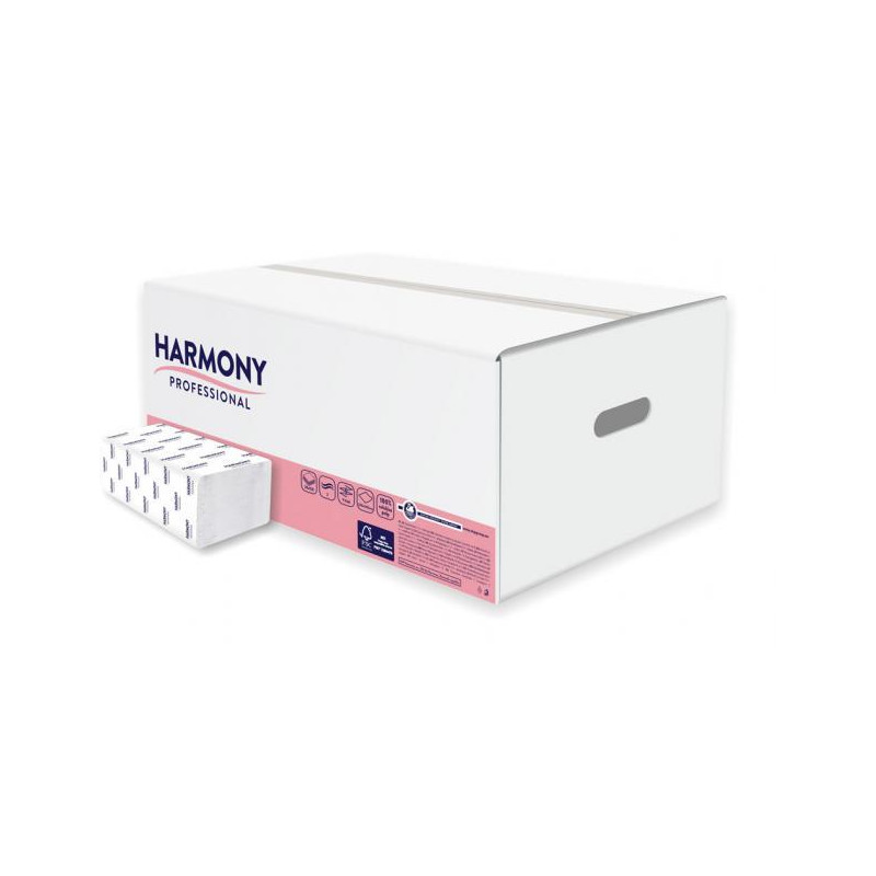 Papierové utierky skladané ZZ 2-vrstvové HARMONY professional, 100% celulóza, biele (20 bal.)