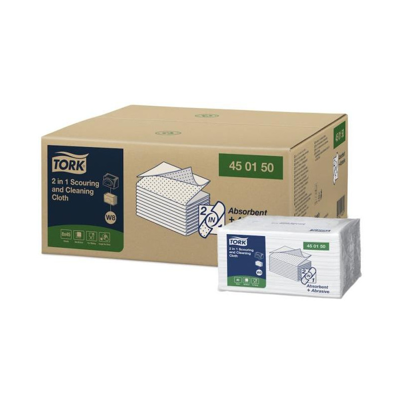 Tork utierky 2 v 1 na drhnutie a čistenie W8 (45 ks)