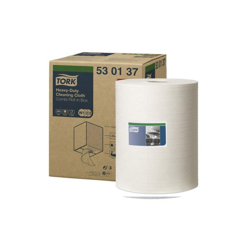 Čistiaca utierka 1-vrstv. TORK Heavy-Duty biela, návin 107 m