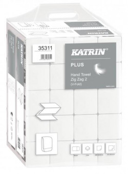 Papierové utierky skladané ZZ 2-vrstvove KATRIN Plus super Handy pack biele (20 bal.)