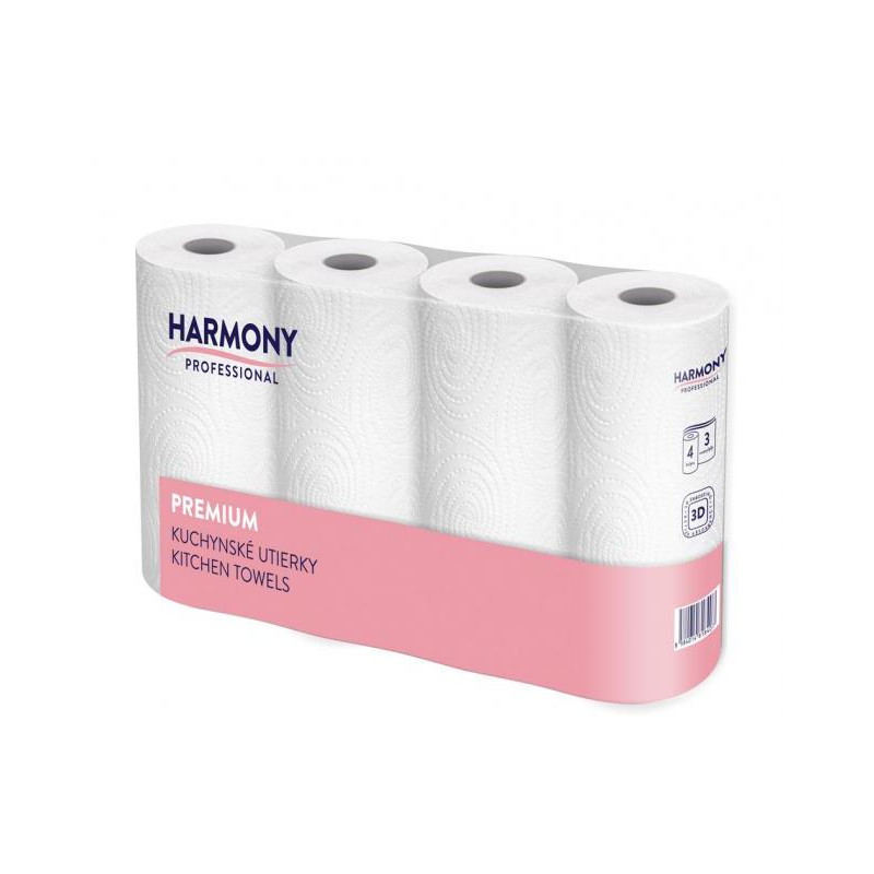 Kuchynské utierky 3-vrstvové HARMONY Professional, celulóza, návin 10,5 m (4 ks)