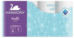 Toaletný papier 3-vrstvový Harmony Extra Soft biely, recykel, návin 17,5 m (8 ks)