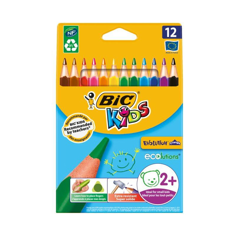 Farbičky BIC trojhranné odolné voči lámaniu 12ks