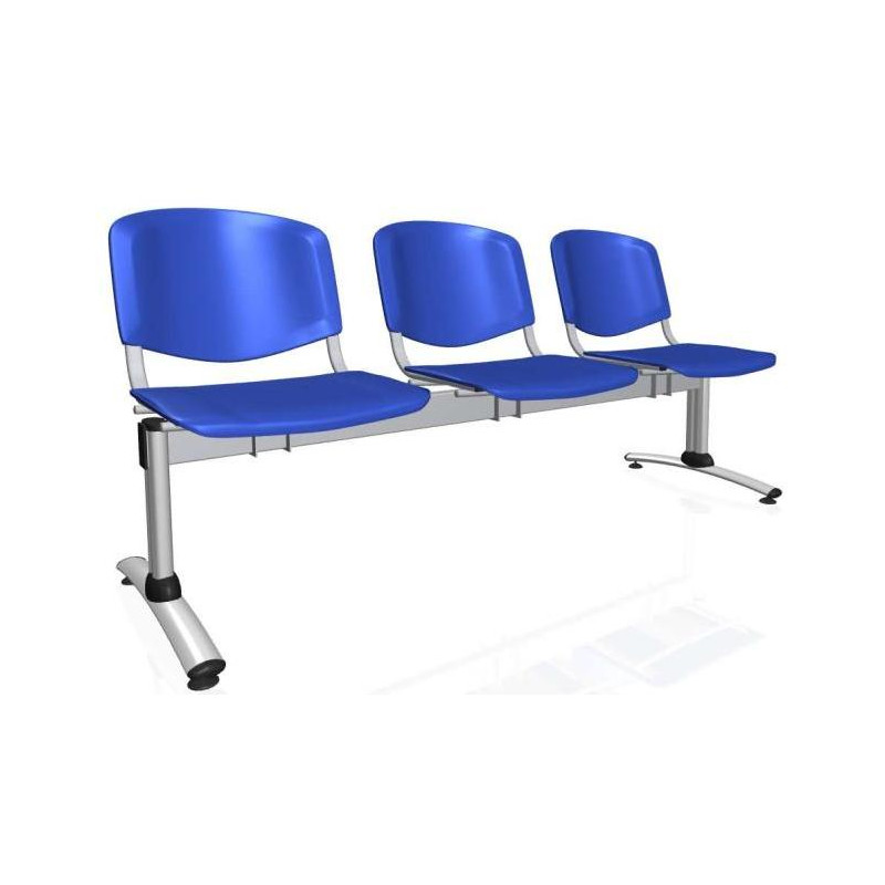 3-miestna lavica Imperia, konštrukcia sivá, plast modrá