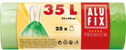 Vrecia na odpadky zaťahovacie 35 l / 25 ks, 14my, 53 x 60 cm, zelené, HDPE