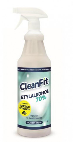 CleanFit dezinfekčný roztok Etylakohol 70% citrus 1 l + rozprašovač ZDARMA
