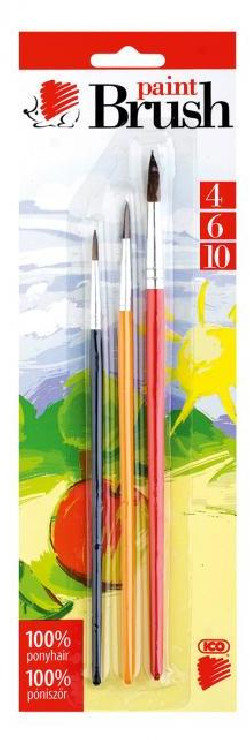 Sada štetcov 3ks 4-6-10 guľaté farebná rúčka