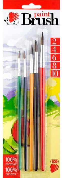 Sada štetcov 5ks 2-4-6-8-10 guľaté farebná rúčka