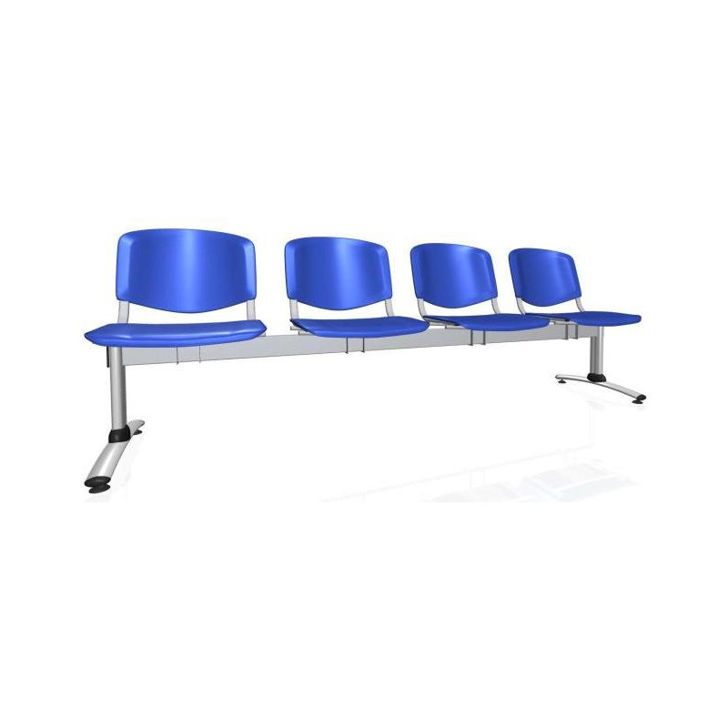 4-miestna lavica Imperia, konštrukcia sivá, plast modrá