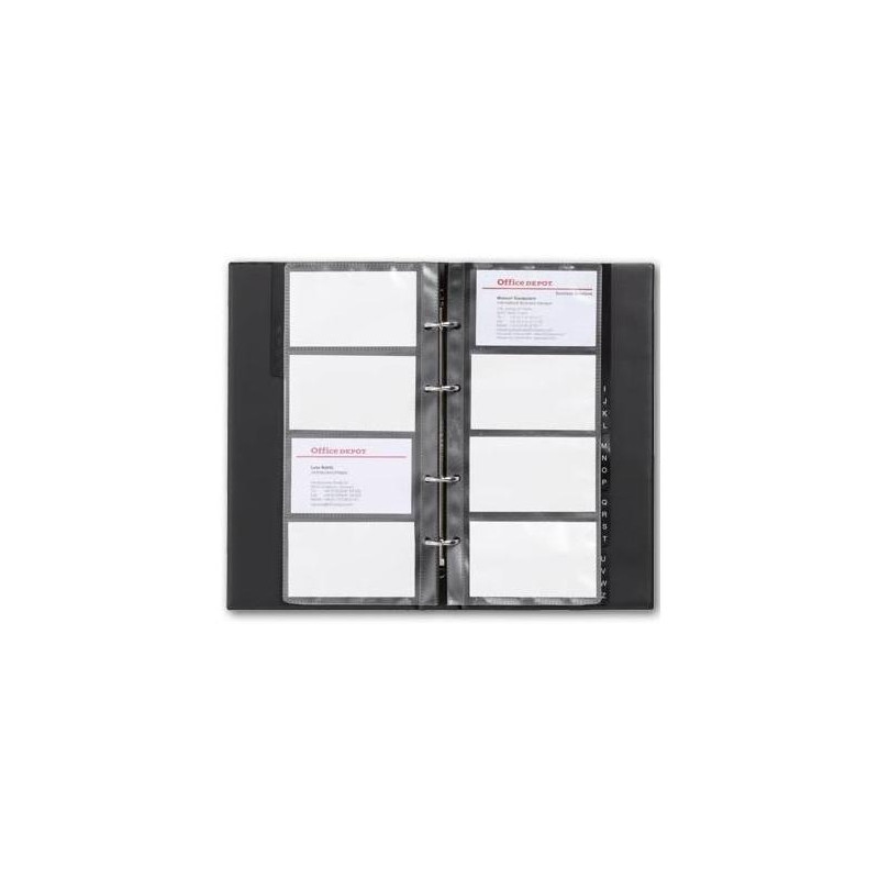 Vizitkár prenosný 4-krúžkový na 80 vizitiek s registrom KARTON PP čierny