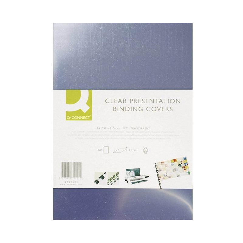 Plastové obálky na krúžkovú väzbu Q-Connect A4 PVC 150mic číre