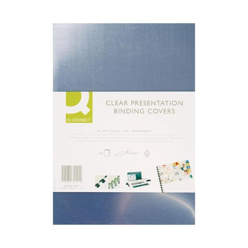 Plastové obálky na krúžkovú väzbu Q-Connect A4 PVC 200mic číre