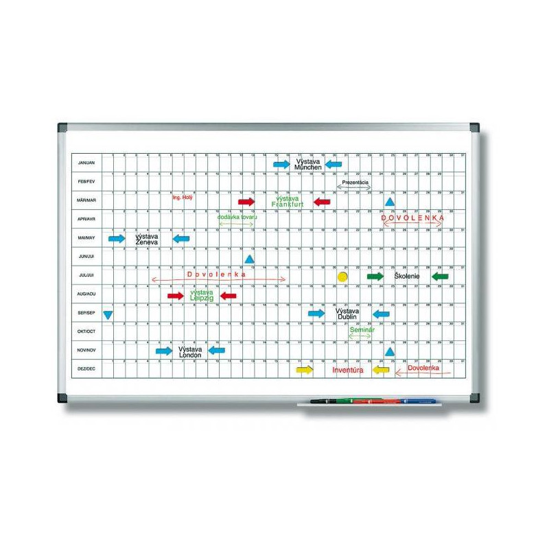 Plánovacia tabuľa ročná PREMIUM horizontálna 60x90 cm