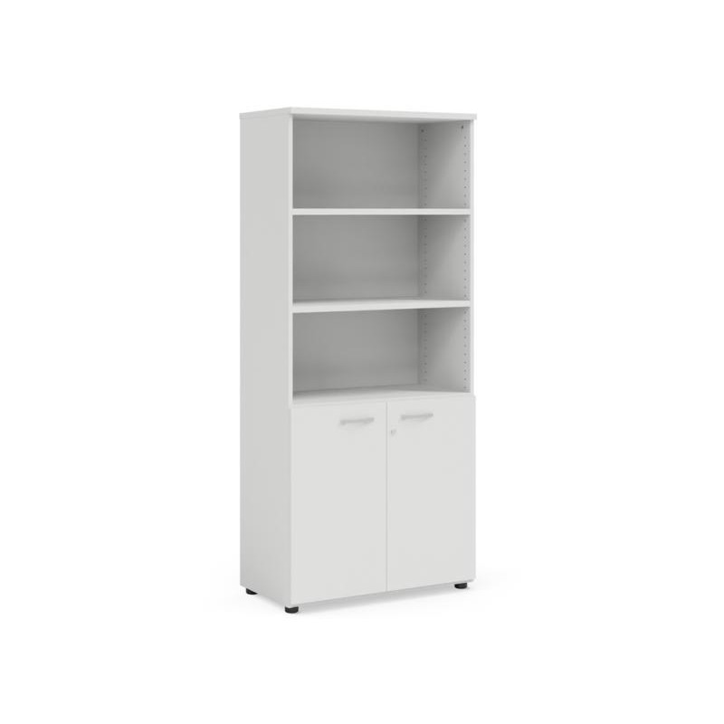 Policová skriňa BASIC, kombinovaná, so zámkom, 80x40x182,1cm, biela Policová skriňa BASIC, kombinovaná, so zámkom, 80x40x182,1cm, biela