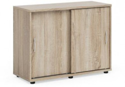 Policová skriňa BASIC, posuvné dvere bez zámku, 100x40x75,3cm, dub Sonoma