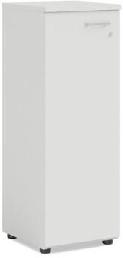 Policová skriňa BASIC, ľavé dvere so zámkom, 40x40x111,7cm, biela