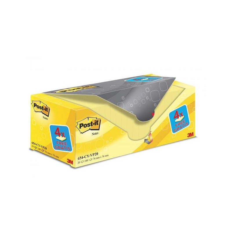 Bločky Post-it 76x76 žlté 20x100l