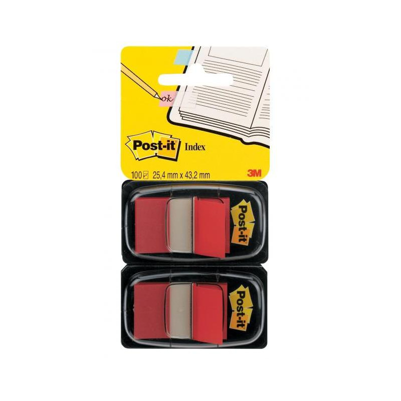 Záložky Post-it Index široké 25,4x43,2 červená 2ks