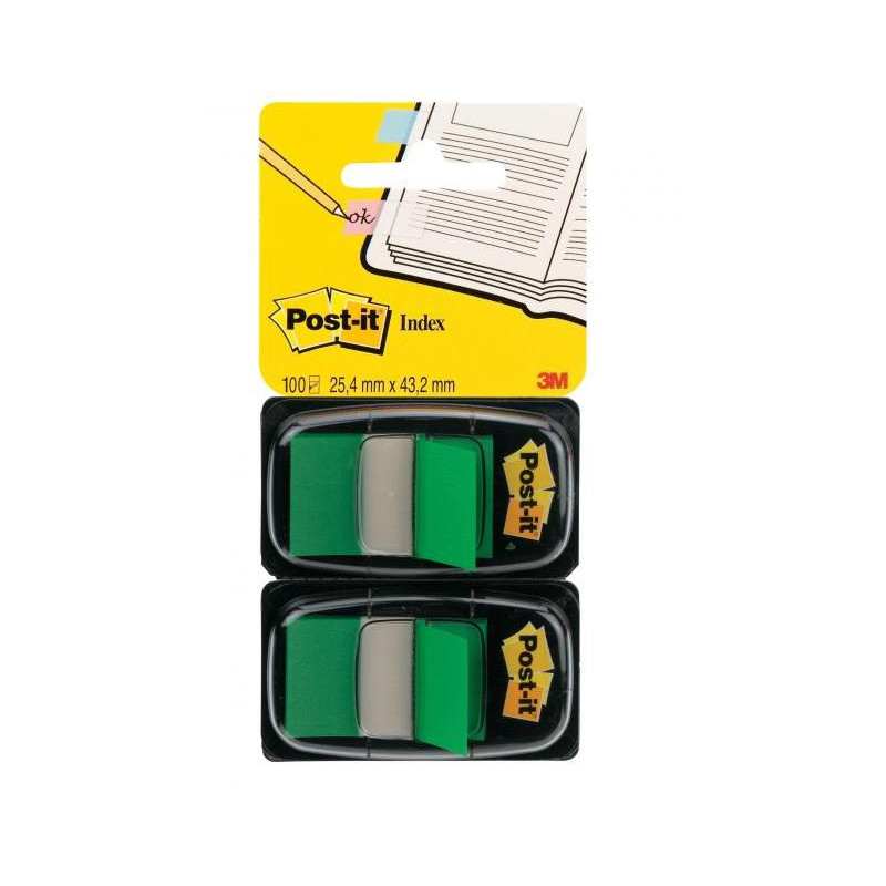Záložky Post-it Index široké 25,4x43,2 zelená 2ks