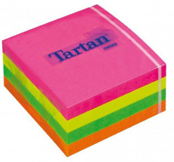 Samolepiaci bloček kocka Tartan 76x76 4 neónové farby