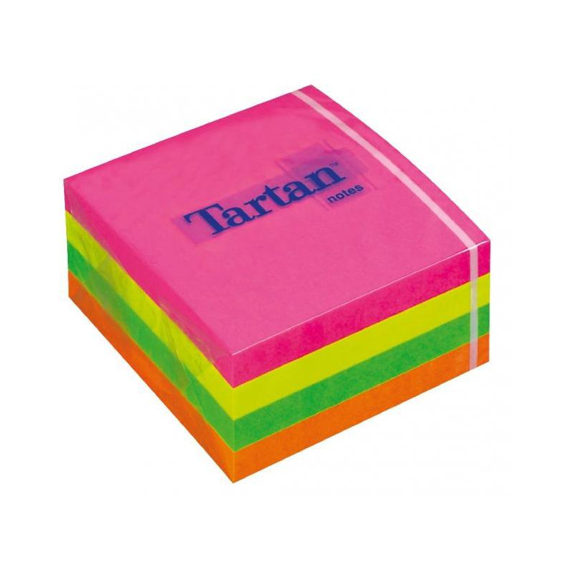 Samolepiaci bloček kocka Tartan 76x76 4 neónové farby