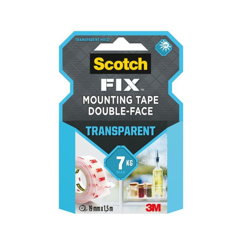 Montážna páska do interiéru, transparentná, 19 mm x 1,5 m