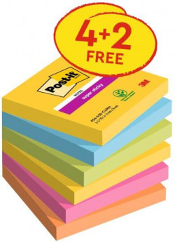 Bloček kocka Post-it Carnival 76x76, 4 + 2 Zadarmo, 90 lístkov v bločku