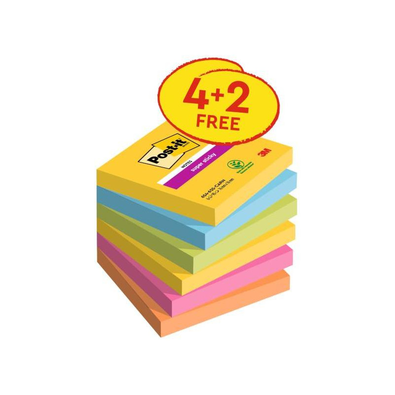 Bloček kocka Post-it Carnival 76x76, 4 + 2 Zadarmo, 90 lístkov v bločku