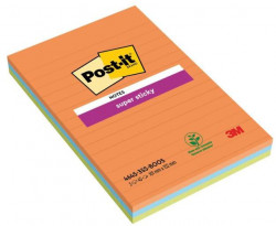 Bloček Post-it Super Sticky BOOST, linajkové, 101 mm x 152 mm, 45l , 3 bločky