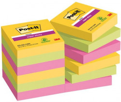 Bločky Post-it Super Sticky CARNIVAL, veľkosť 47,6 x 47,6 mm, 12 bločkov po 90 lístkov