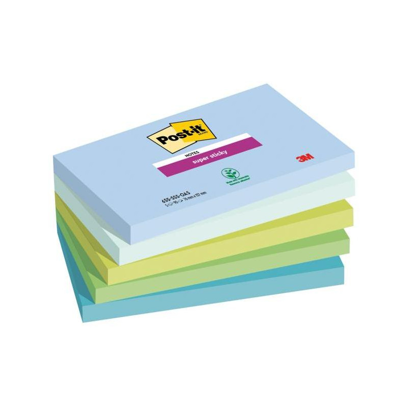 Bloček Post-it Super Sticky OASIS, veľkosť 76x127 mm, 5 bločkov po 90 lístkov