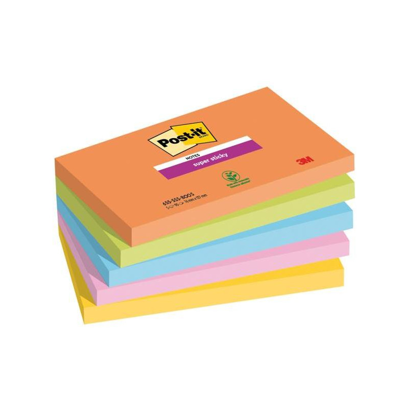 Bloček Post-it Super Sticky BOOST, veľkosť 76x127 mm, 5 bločkov po 90 lístkov