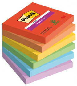 Bloček Post-it Super Sticky PLAYFUL, veľkosť 76x76 mm, 6 bločkov po 90 lístkov