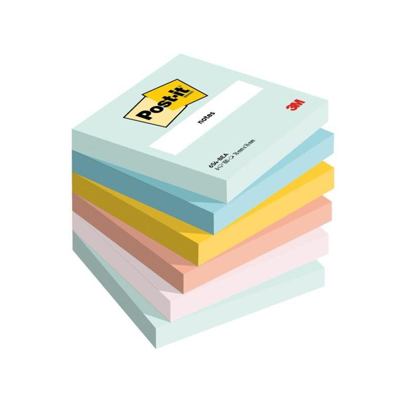 Bločky Post-it BEACHSIDE, veľkosť 76x76 mm, 6 bločkov po 100 lístkov