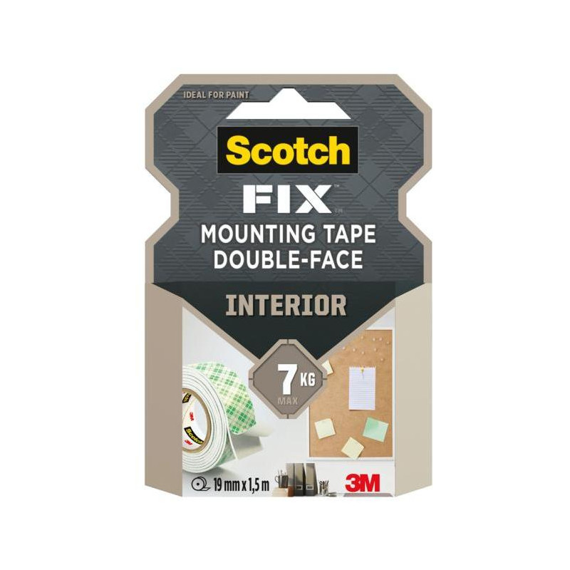 Scotch® Obojstranná montážna páska do interiéru, 19 mm x 1,5 m