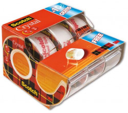 Lepiaca páska kryštálovo číra Scotch, 19 mm × 7,5 m, 2 + 1 rolka v zásobníku zadarmo