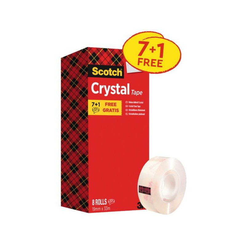 Lepiaca páska kryštálovo číra Scotch zvýhodnené balenie, 8 roliek, 19 mm x 33 m