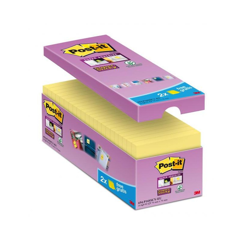 Bločky Post-it Super Sticky žlté 76x76mm 16x90l