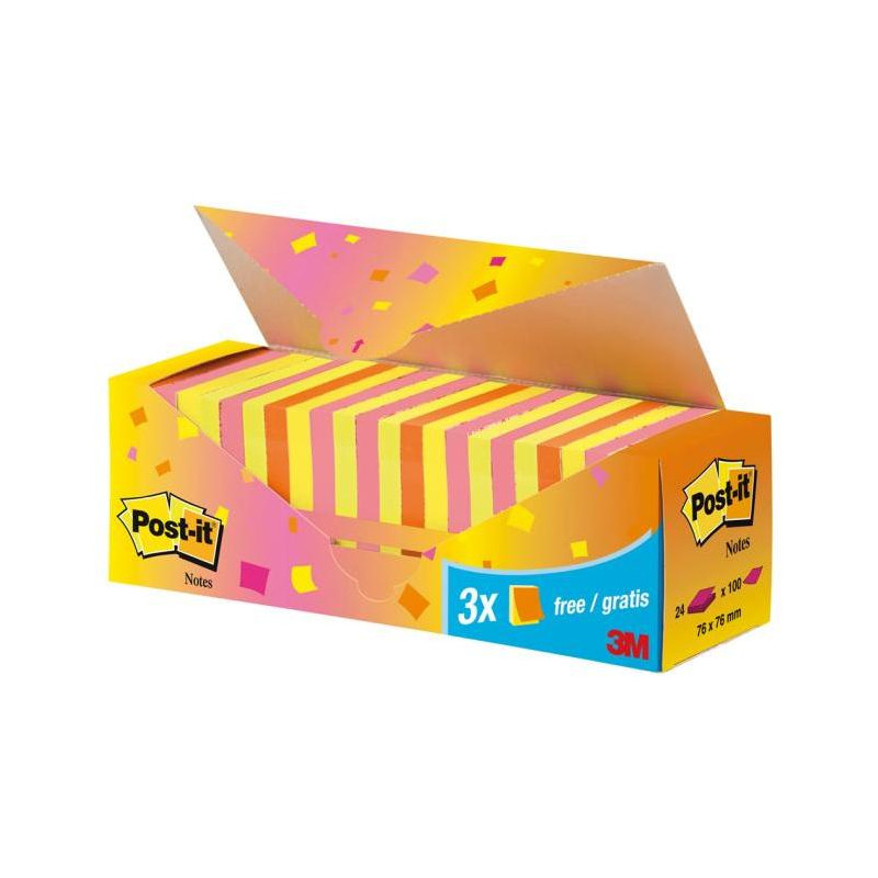 Bločky Post-it Super Sticky, 76x76 mm, mix neónových farieb, zvýhodnené balenie