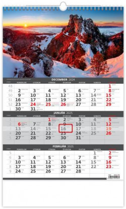 Trojmesačný nástenný kalendár Slovensko 31,5 x 45 cm 2025