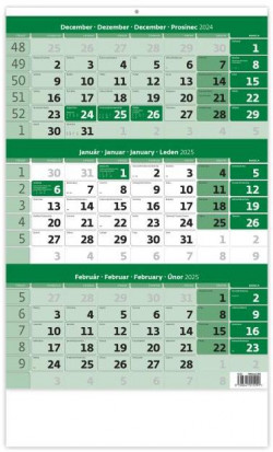 Trojmesačný kalendár zelený 2025