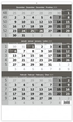 Trojmesačný kalendár sivý 2025