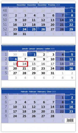 Trojmesačný kalendár modrý so špirálou 2025