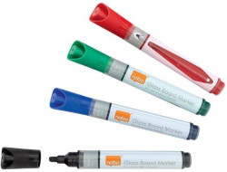 Popisovače Nobo na sklenené tabule s okrúhlym hrotom, balenie 4 ks, mix farieb