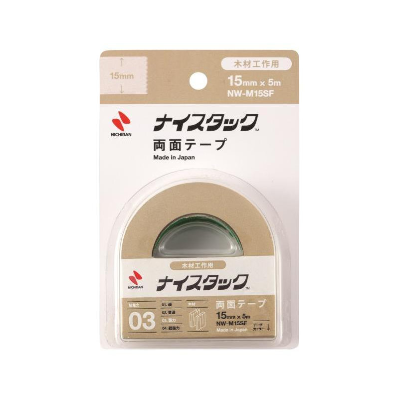 Lepiaca páska obojstranná NICHIBAN 15mm x 5m na drevo z netkanej textílie