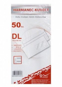 Poštové obálky DL samolepiace, okienko, 50 ks 80g
