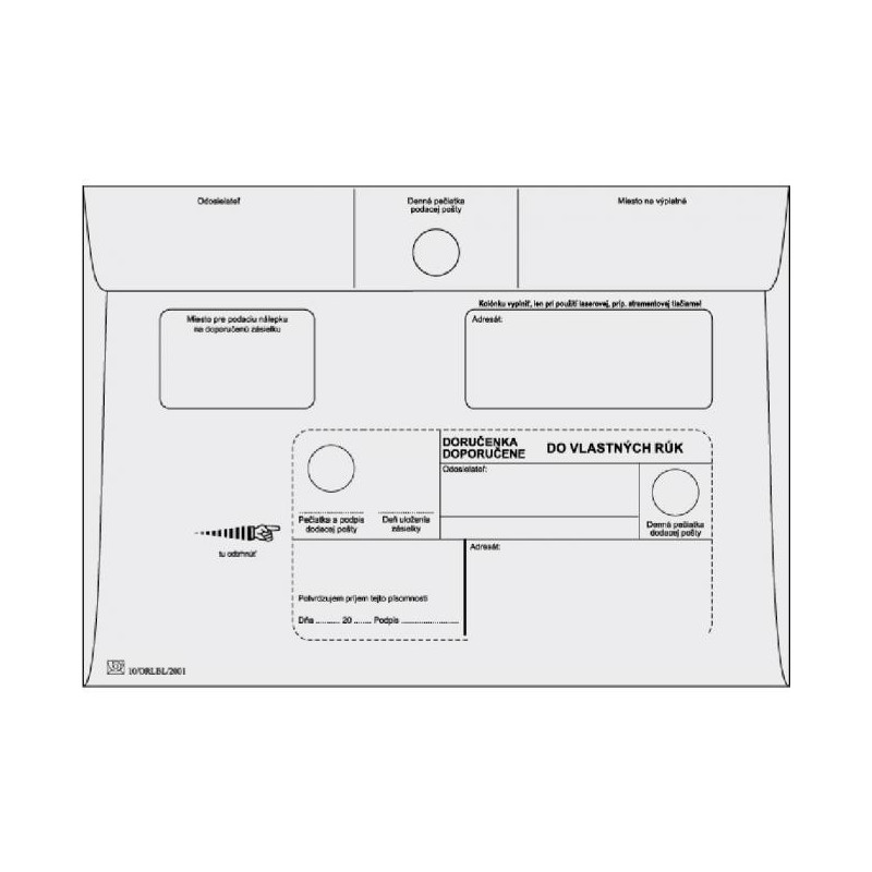 Poštové obálky C5 doručenka do VR bez OD,1000 ks