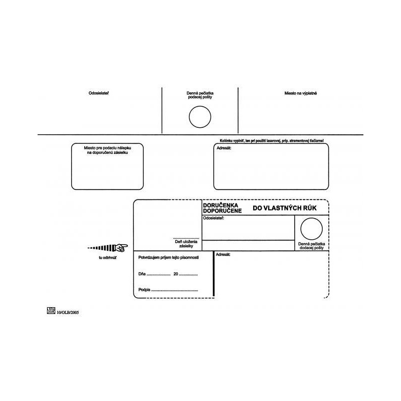 Poštové obálky C5 doručenka do VR OD, Doposielať, 100 ks